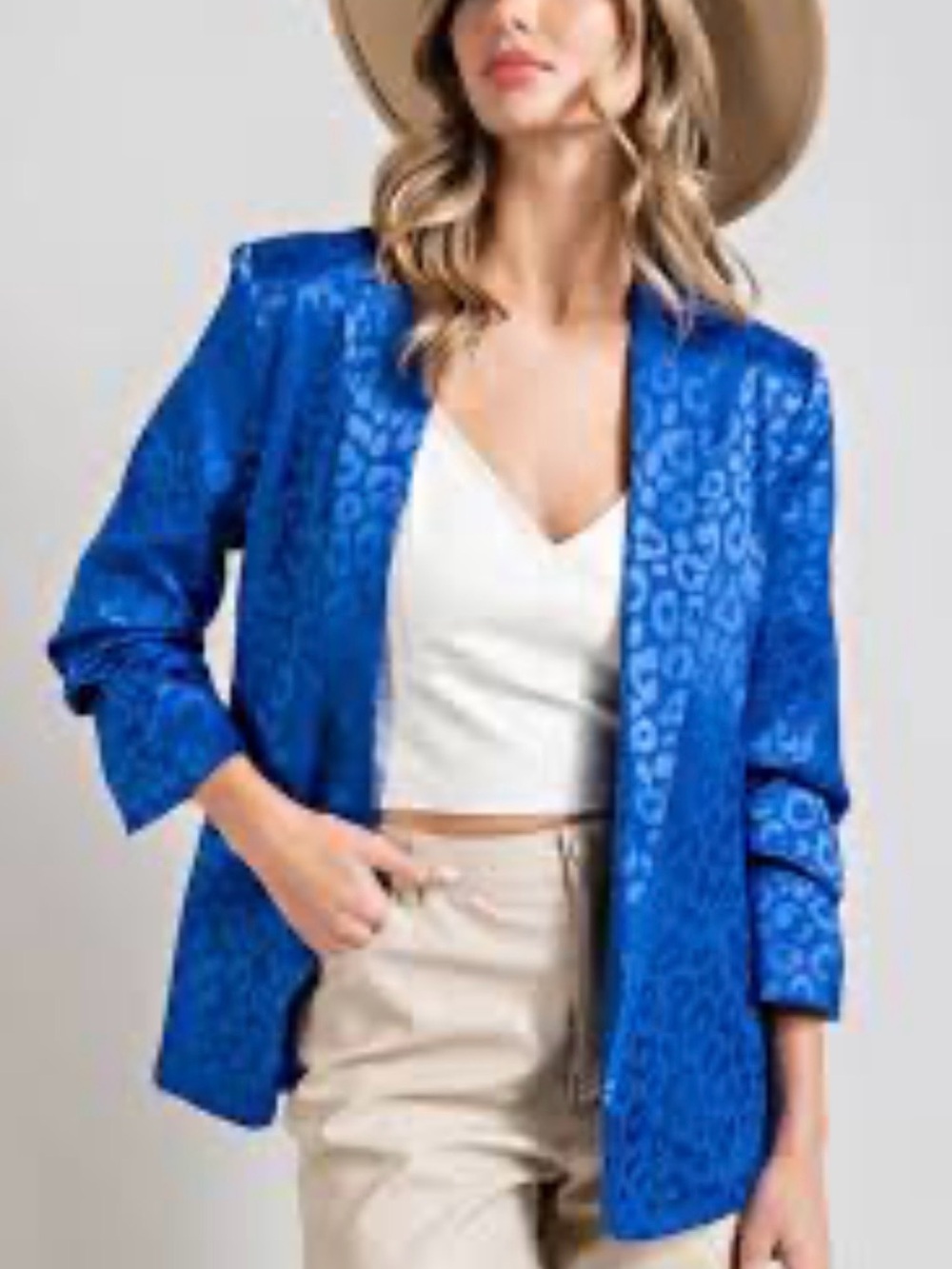 eesome Royal Blue Leopard Jacquard Blazer NWT